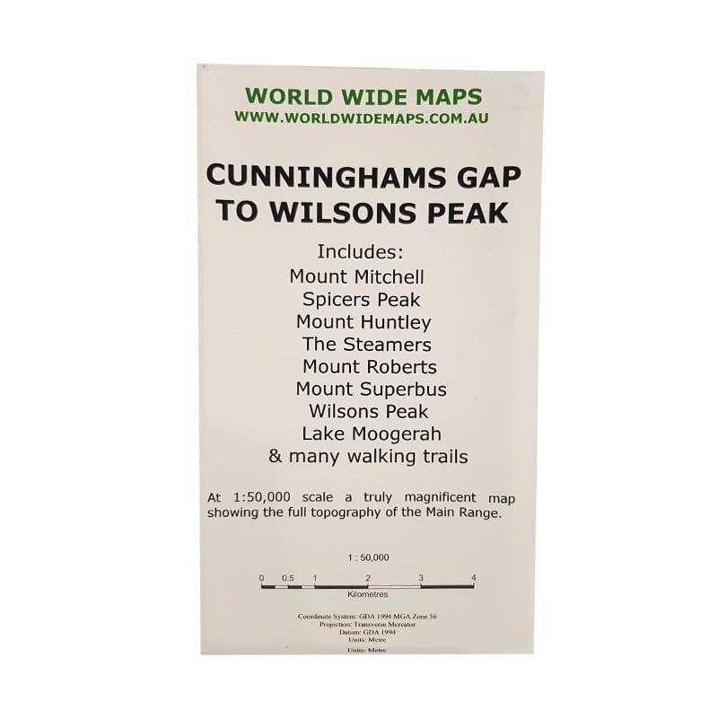 World Wide Maps Cunninghams Gap to Wilsons Peak Map