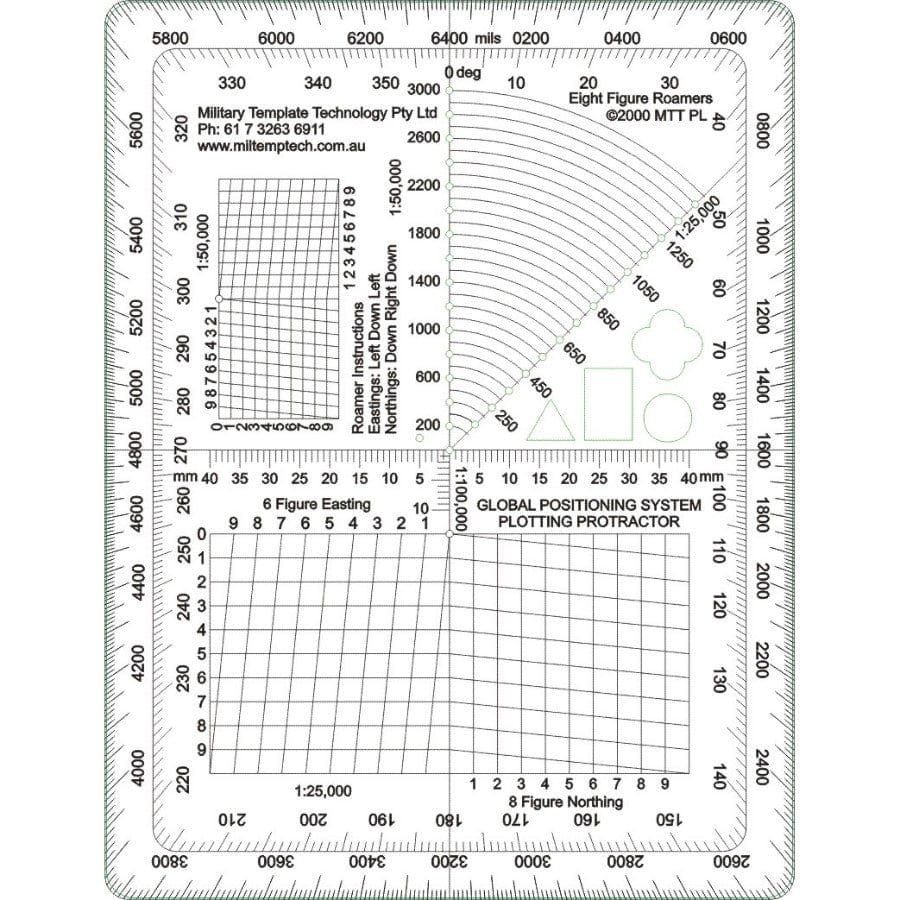 Military Template Tech GPS Plotting Protractor 1