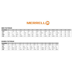 Merrell Footwear Sizing Guide Men and Women