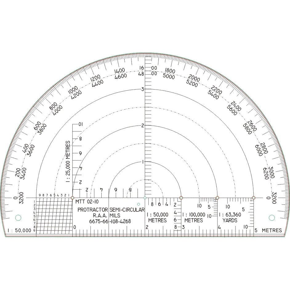 Military Template Tech 6In RAA Semi Circle Protractor