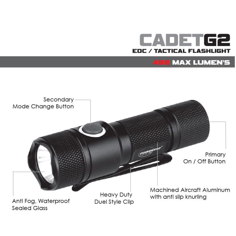 Powertac Cadet - 490 Lumen LED Flashlight