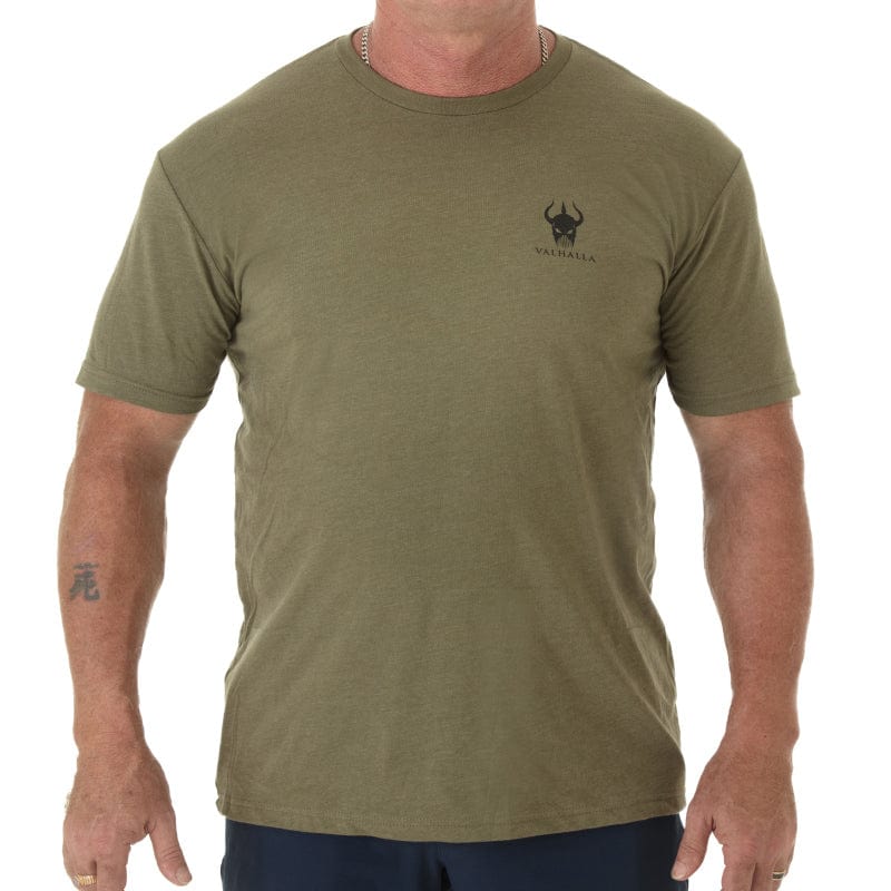 Valhalla Crossed Axe Crew Neck - Olive - Front