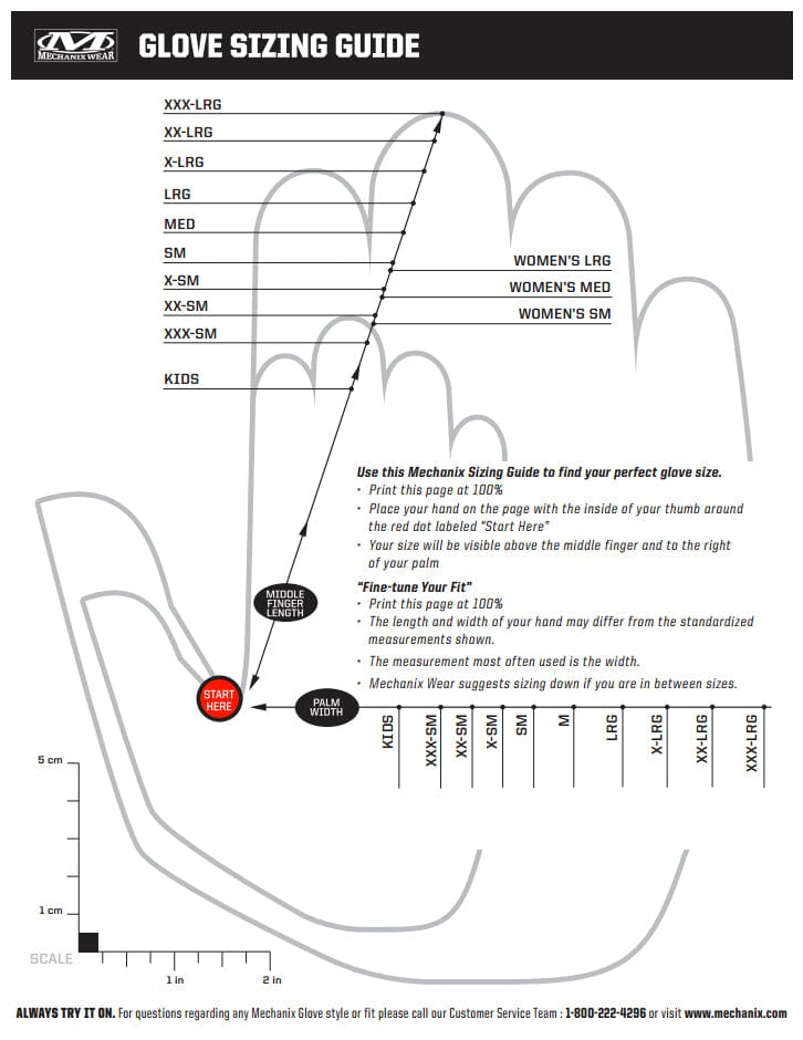 Mechanix FastFit Gloves - Sizing Guide 1